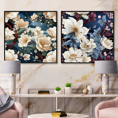 Pascoe - Ensemble de 2 collages carrés floraux
