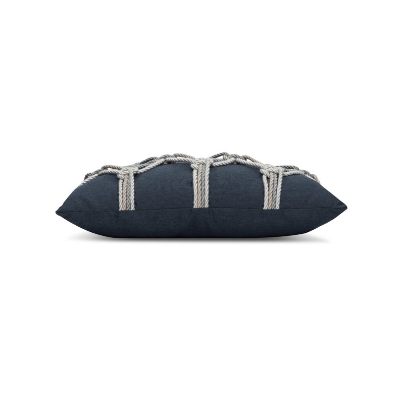 Rope Sunbrella® Rectangular Indoor/Outdoor Lumbar Pillow Cover & Insert by Elaine Smith, Indigo