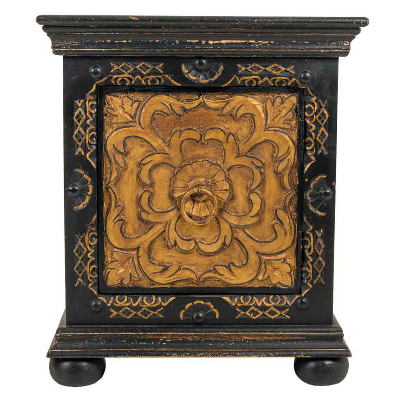 Gamby 50cm W Solid Wood Bedside Table, Yellow/Brown