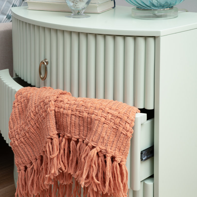 Chantel 3 Drawer Nightstand White, Green