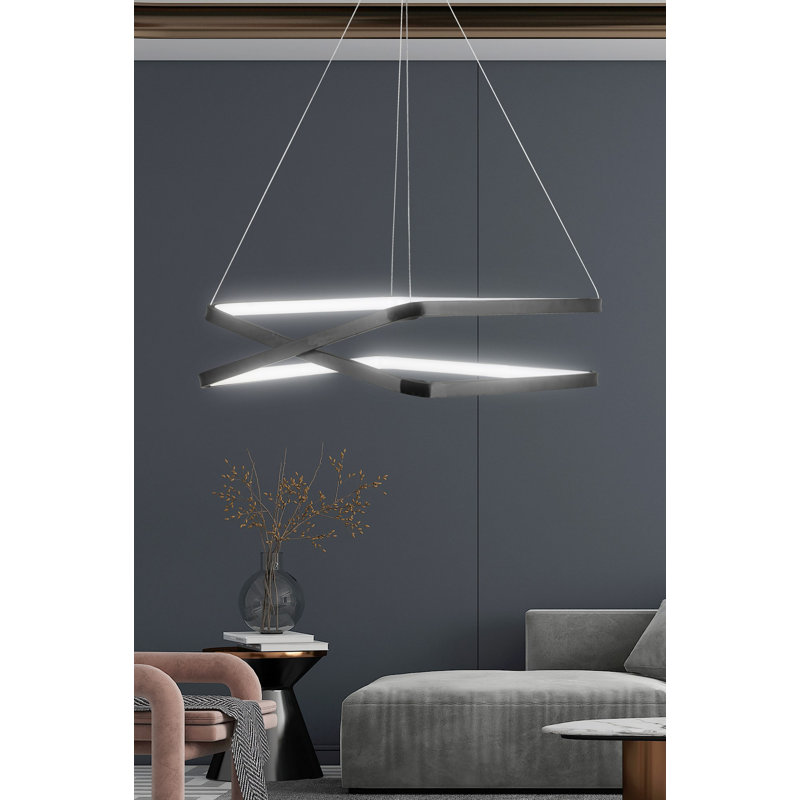 Adjustable Black Chandelier, 15.7 x 15.7 x 4.7 inches | Aluminium Body, LED Socket (6500K) | 40-60 Watt, Modern Design for Home & Office | Elegant Lighting Solution with Adjustable Height (Up to 31.5 inches)