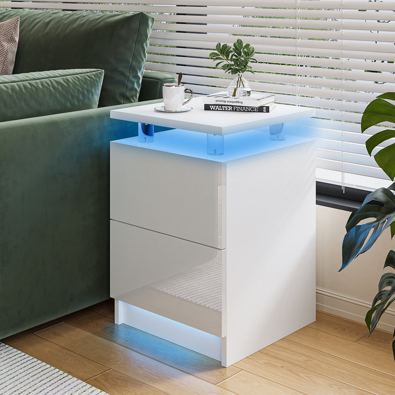 38cm W Acrylic Bedside Table, White