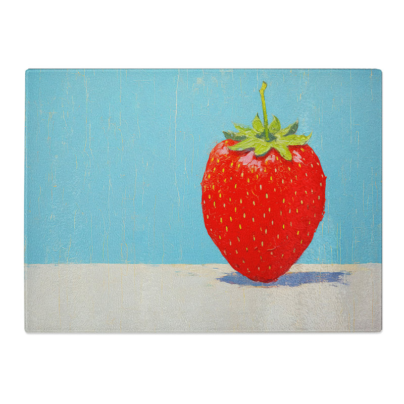 Strawberry Minimalism No.3  Glass Chopping Board