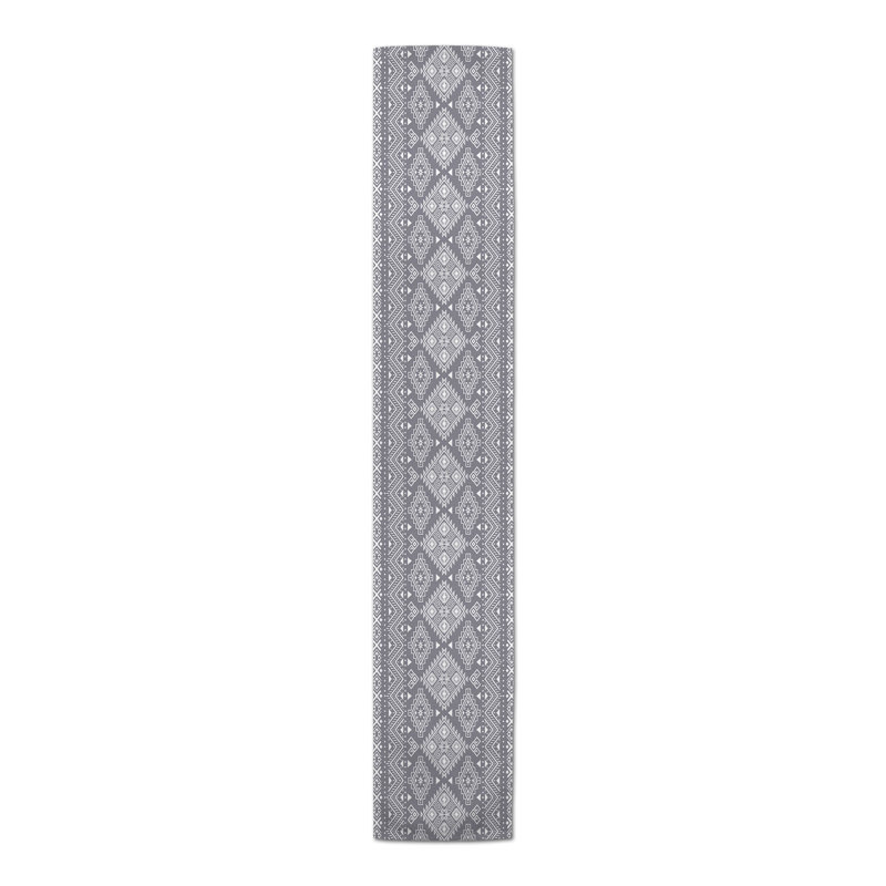Fong Geometric Table Runner, Dark Gray, 72" x 16"