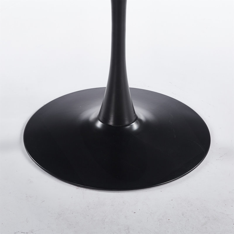 (Black Marble Color)Round Table, Modern Dining Table, Dining Table, MDF Top And Steel Base Tulip Round Kitchen Table, Kitchen Table, Mid Century Coffee Table For Living Room 24 Inch, Oval Dining Table