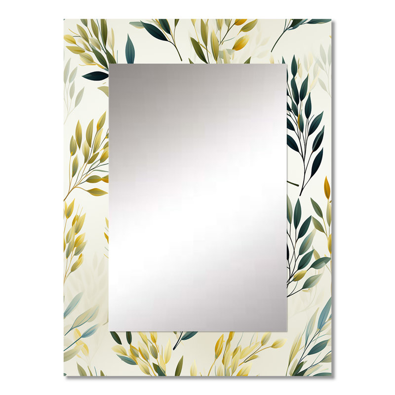 Miroir décoratif Trautman Zen Leaves - Plants, botanique, nature, floral, 32 po x 24 po