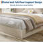 Base de lit en bois, lit plateforme en bois avec design cannelé, base de lit avec support d'étude, aucun sommier tapissier requis-1328041052-1328041053