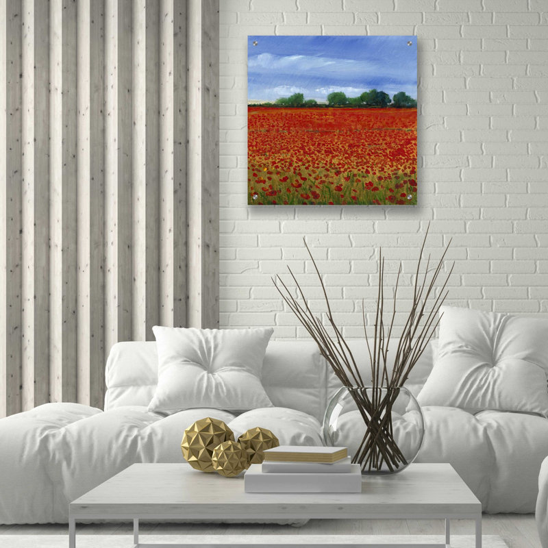 «Field of Poppies II» par Tim O'Toole, art mural en verre acrylique, H 24 po x l 24 po x P 0,2 po