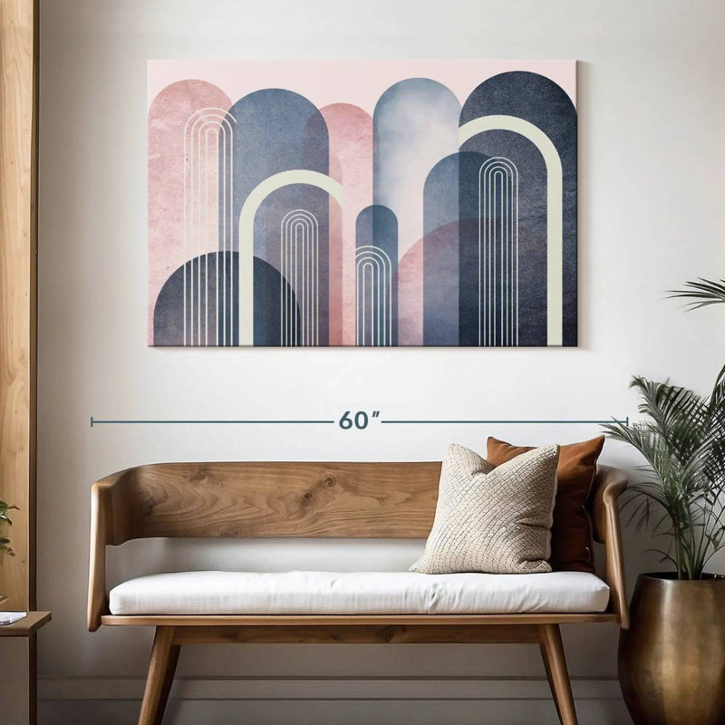 Avery Mid-Century Arches Blush marine, H 32 po x l 48 po
