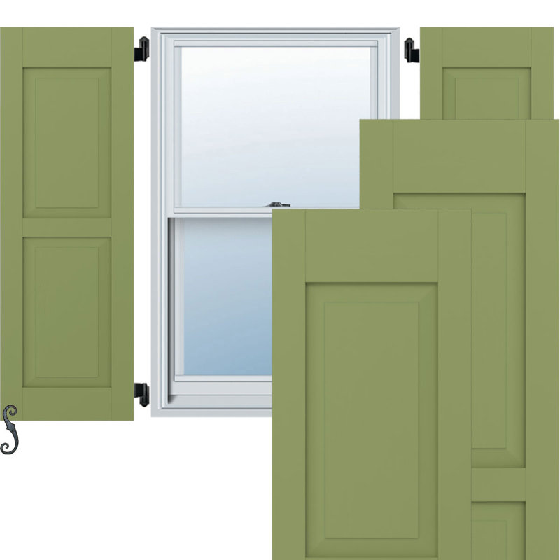 Deux volets à panneaux surélevés Americraft (par paire), Vert mousse, 53", 18"