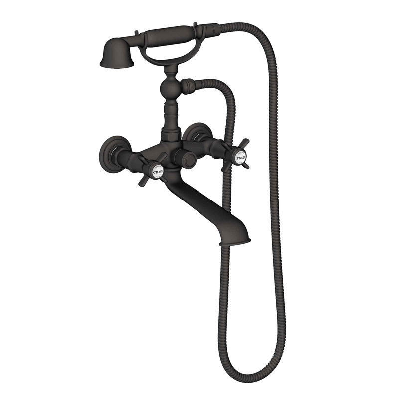 Fairfield Wall Mount Exposed Tub & Hand Shower Set, Flat Black