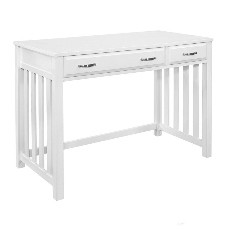 Meuble en bois moderne moderne avec bureau à 2 tiroirs et tiroir à clavier (bureau), Blanc