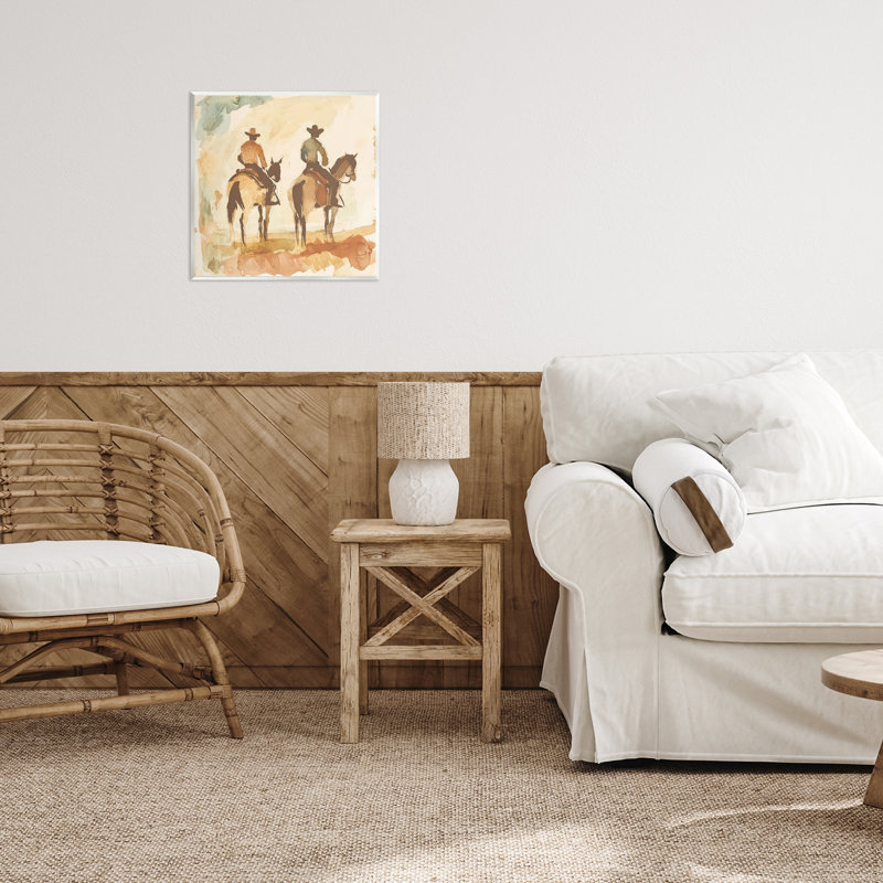 «Western Watercolor Cowboys Right», plaque murale par Petal Prints Design