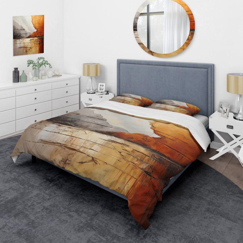 Ensemble de housse de couette en microfibre / polyester gris orange et gris, Housse de couette pour très grand lit et 2 très
