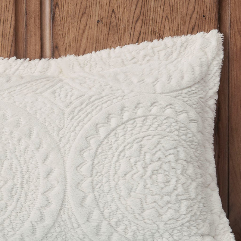 Modern Ivory Bedding Sets, Faux Fur Polyester Comforter, King Cal King