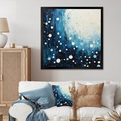 " Teal White Mid Century Minimalist Rain I "