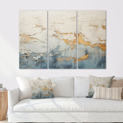 «Gold and Blue Paint Fusion», ensemble d'art mural abstrait