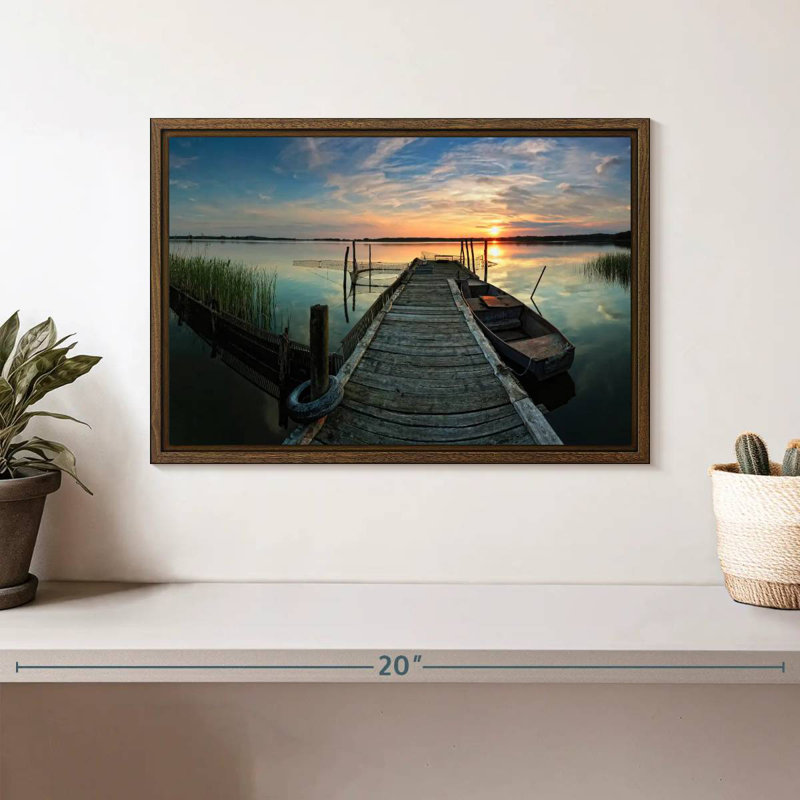 Fishing Trip, 13" X 9", Floating Frame Walnut