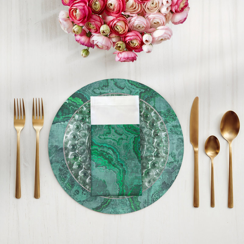 Serviettes de table en satin de coton Agate, Malachite