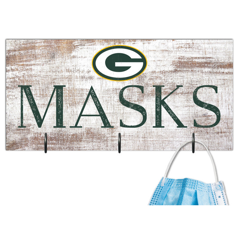 3 - Hook Wall Mounted Coat Rack, Green Bay Packers
