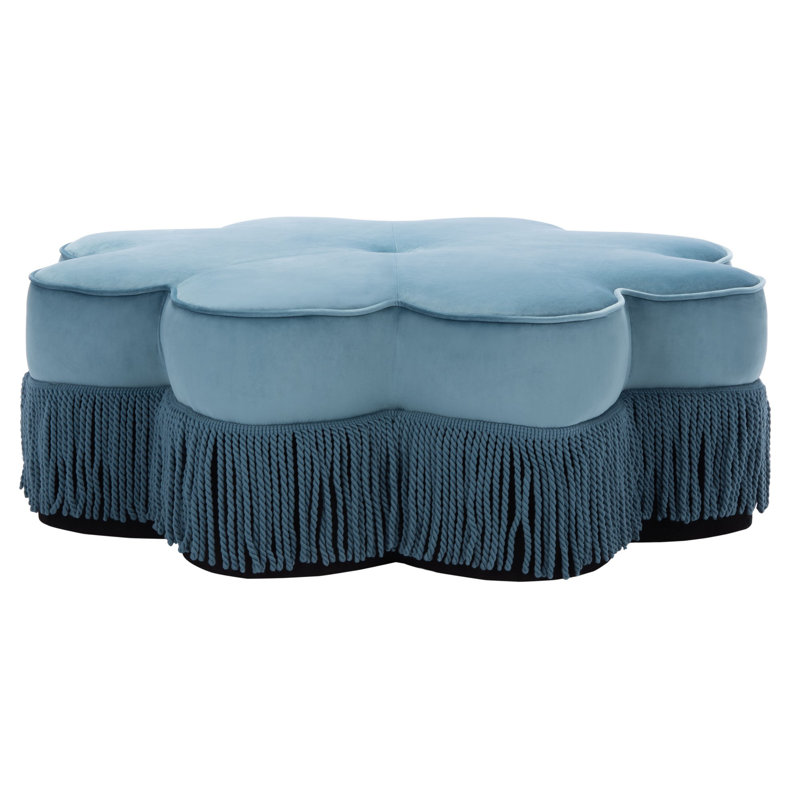 Everly Quinn Khan 40.9" Velvet Flower Ottoman