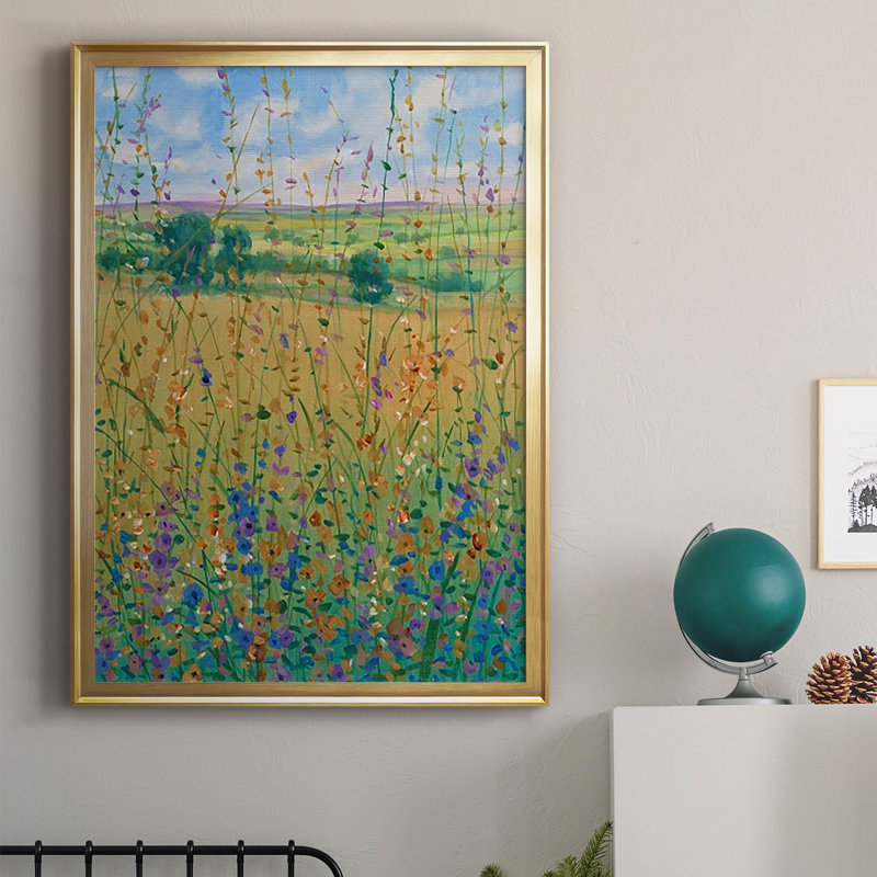 Wildflower Path I, reproduction encadrée de qualité supérieure - Prêt à être accroché-2848047, Or