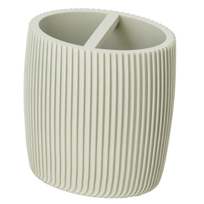 Ovale, polyrésine 11 x 6 x 11 cm, motif de crête moderne, porte-brosse à dents de comptoir au toucher doux