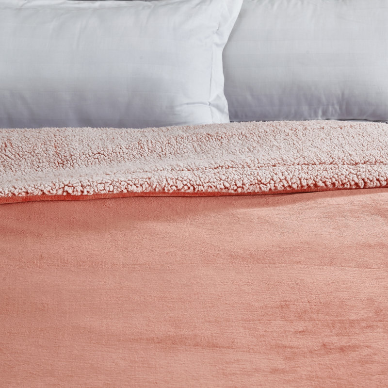 Couverture en flanelle Zakary Sherpa, Grand, Rosé