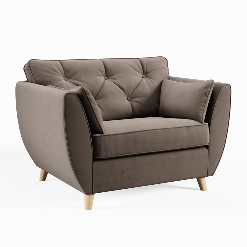 Hoxton Upholstered Chair And A Half, Mole, Beige Wood