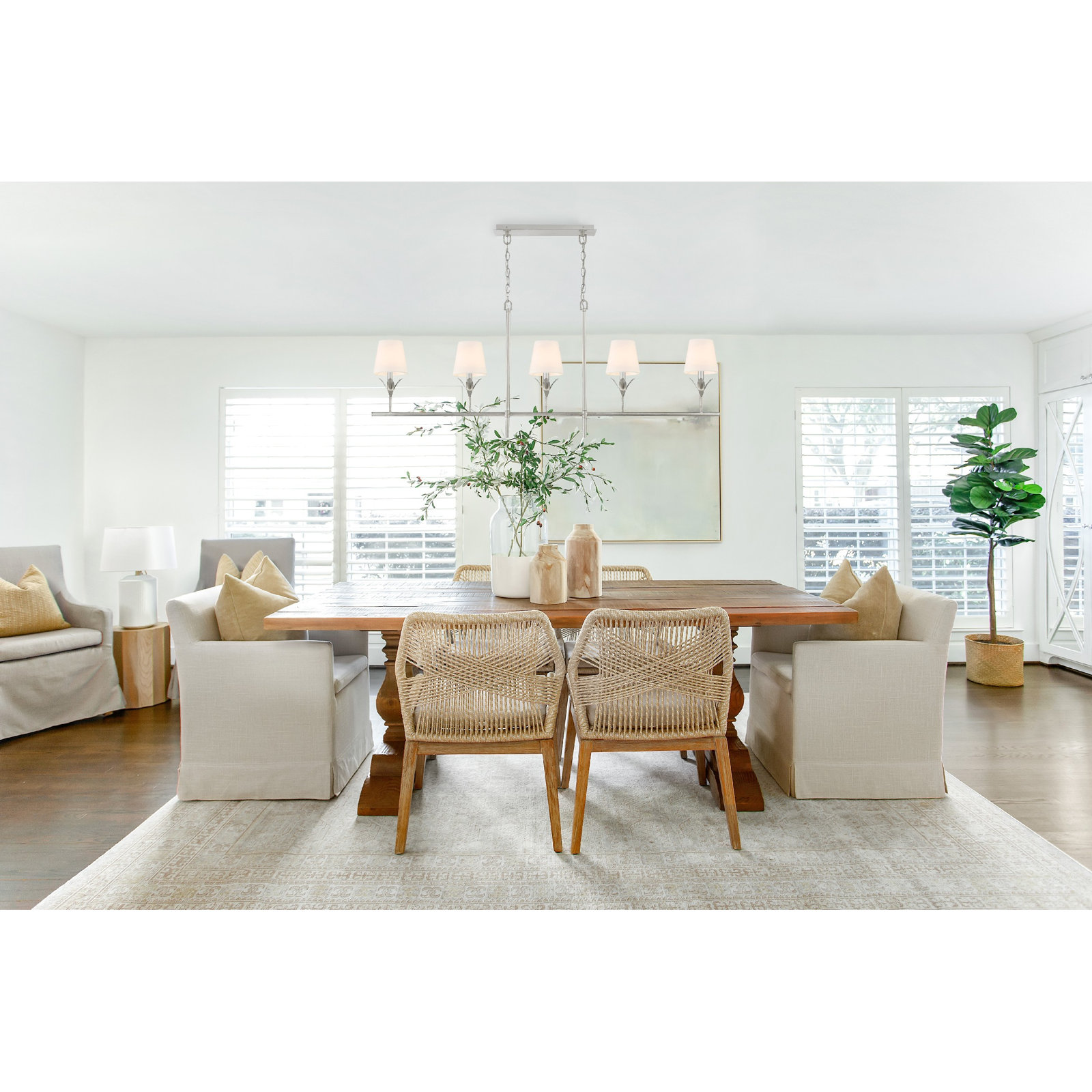 Iron 5-Light Chandelier, Antique Silver