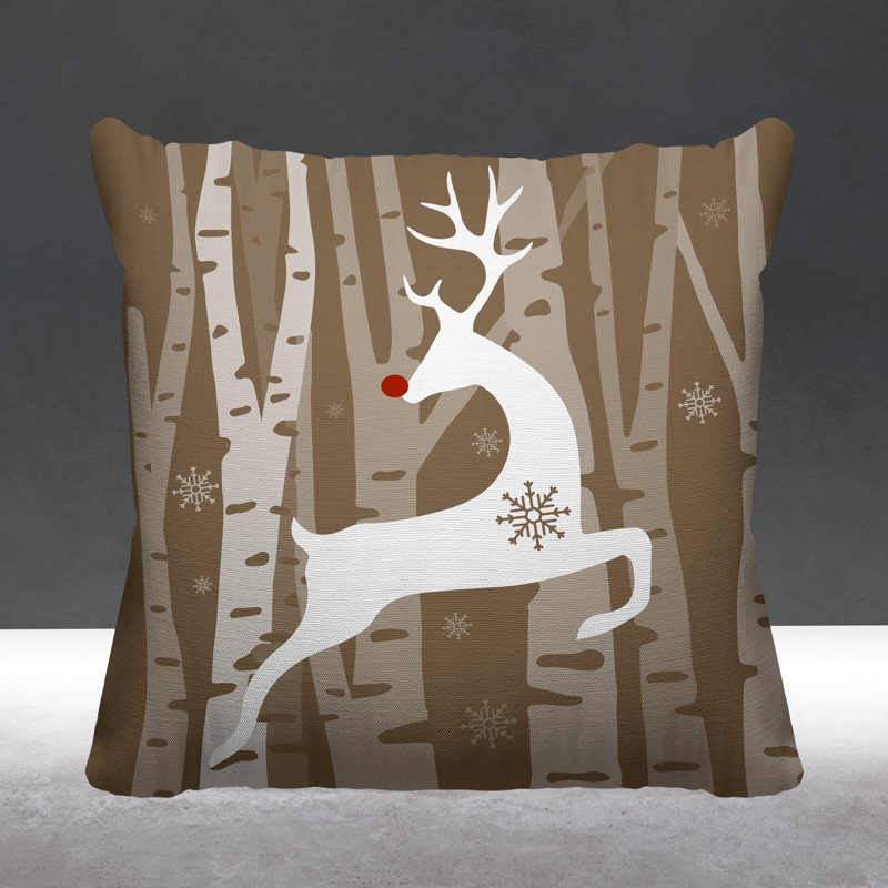 Coussin décoratif intérieur / extérieur Reindeer, 19 po x 19 po, Beige, Carré