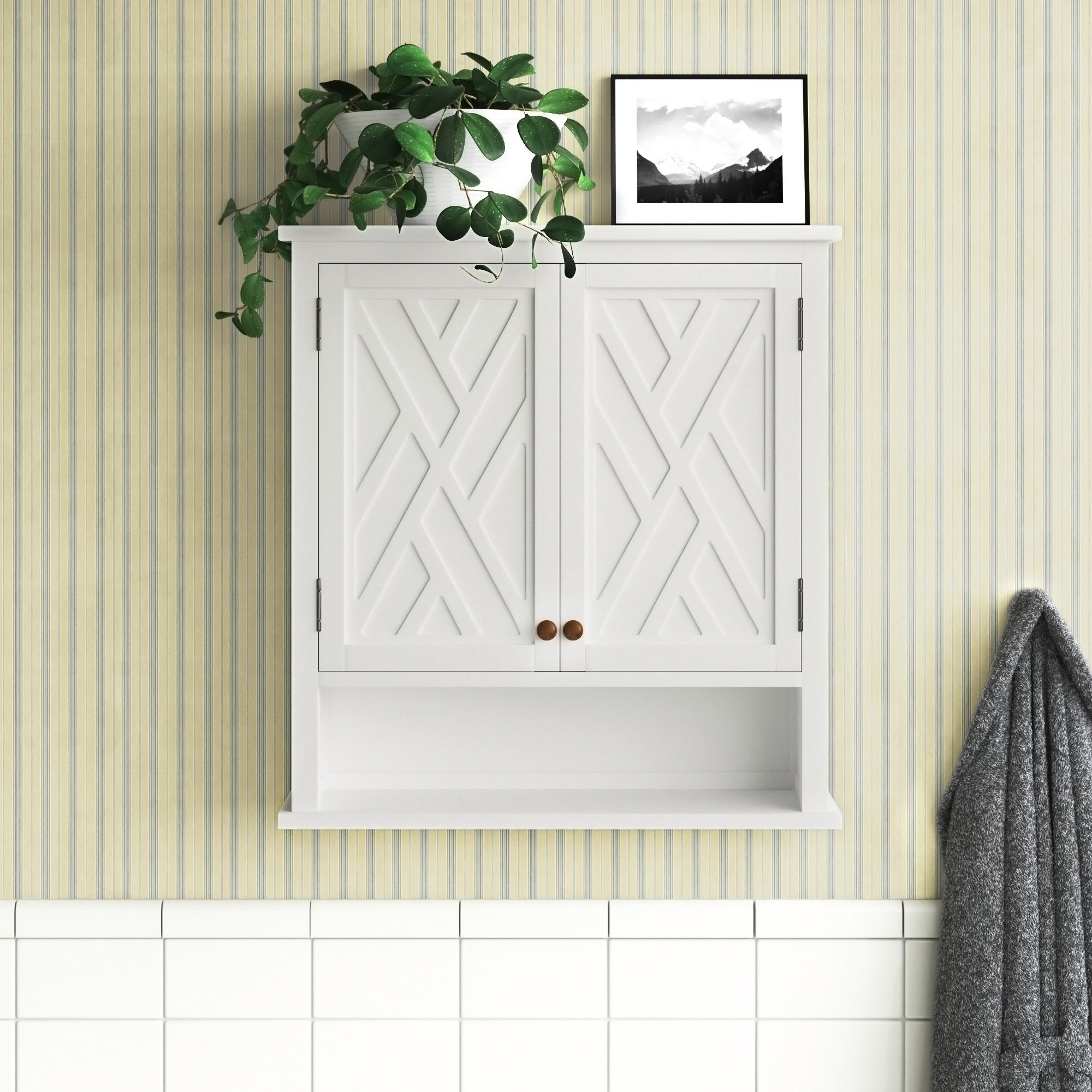 Andover Mills™ Lund 27" Wide Wooden Wall Mounted Bathroom Storage ...