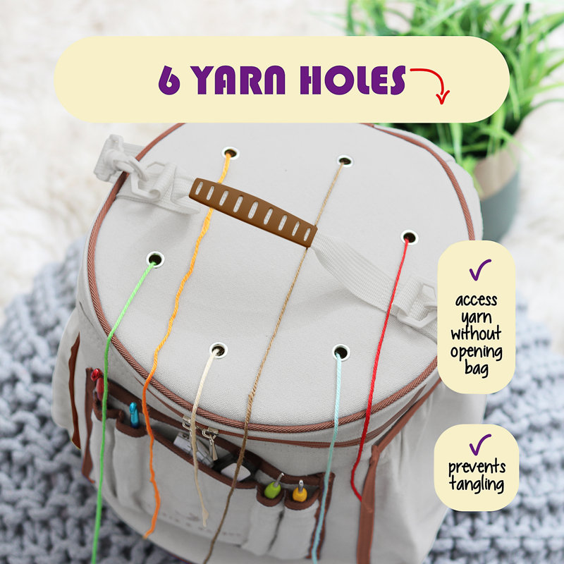 Sac de rangement en crochet et accessoires, Gris chaleureux