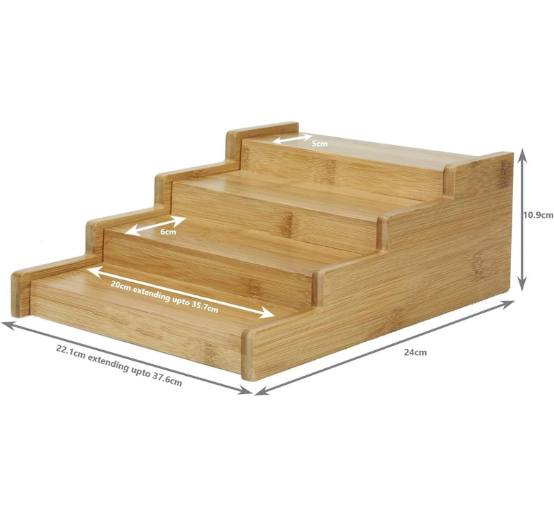 Freestanding Bamboo Spice Rack with Adjustable Racks