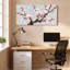 Ensemble de 1 tableau sur toile représentant une branche de cerisier en fleurs avec des flocons de neige-609960297