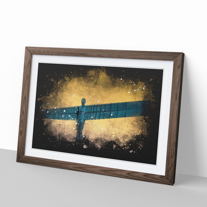 Angel of the North in Newcastle Vol.2 - Picture Frame Graphic Art, 36cm H x 48cm W x 2cm D, Walnut