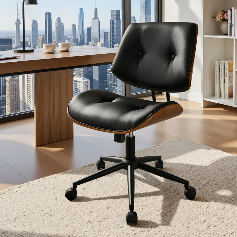 Ergonomic Adjustable Height Task Chair With Thickened Cushion, Black