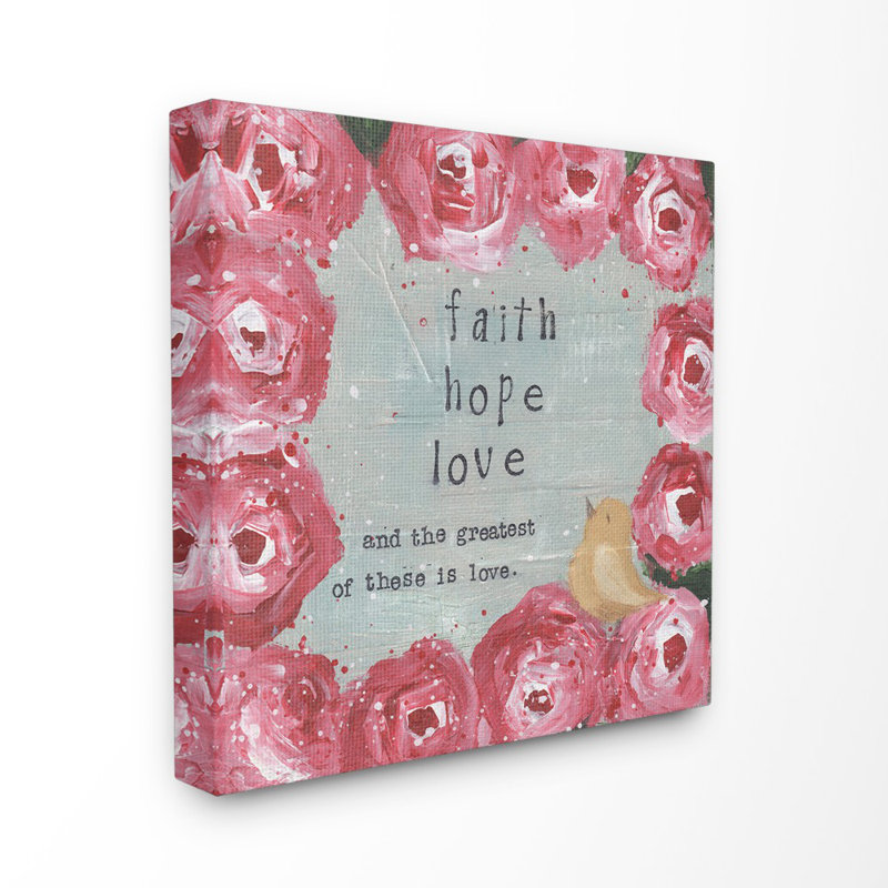 «Faith Hope The Greatest Is Love», peinture, Toile tendue, H 17 po x l 17 po