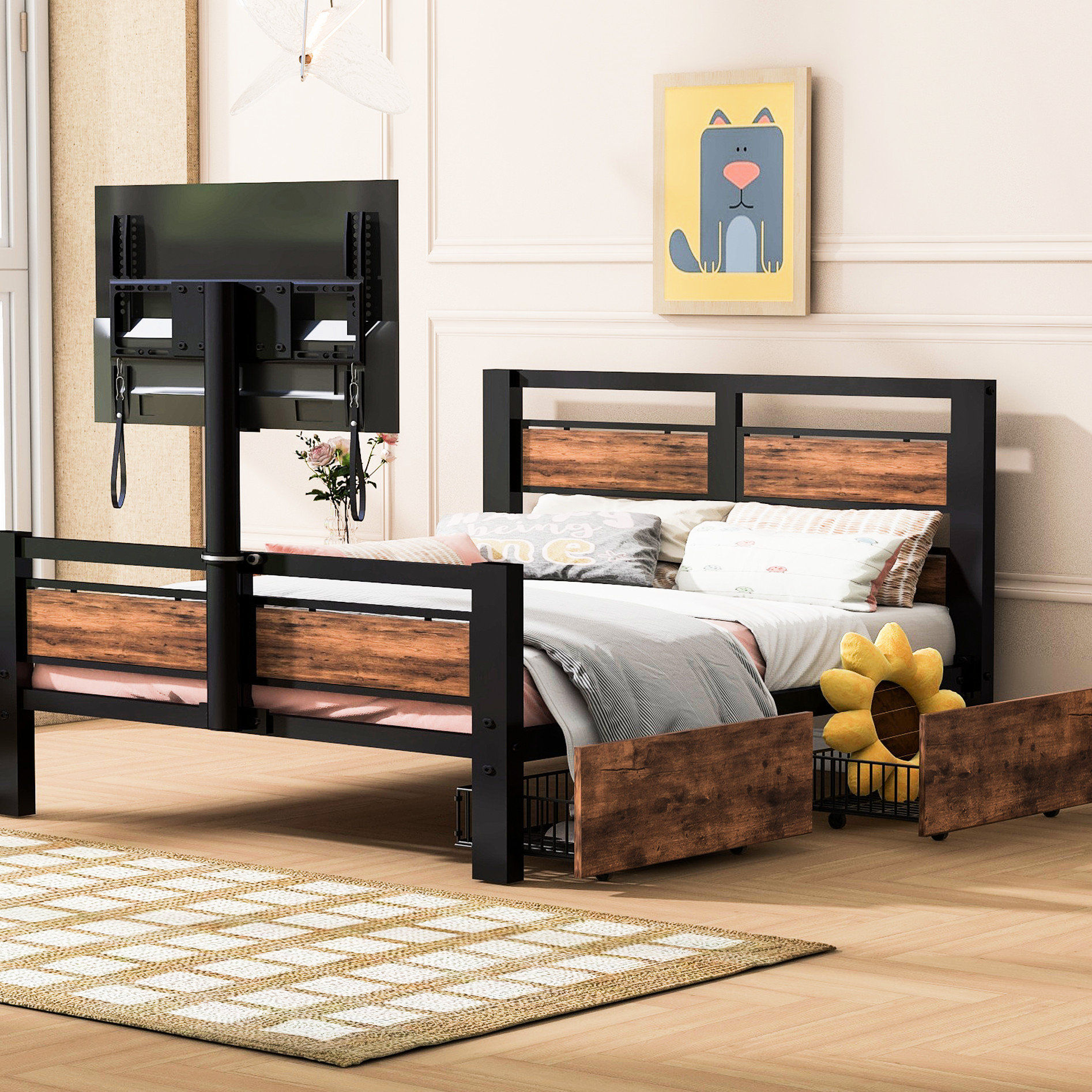 Trent Austin Design® Black, Twin, Metal Bed, Headboard And ...