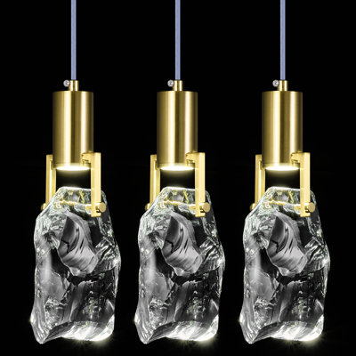 Modern Gold Pendant Lights Kitchen Island Clear Irregular Crystal Pendant Light Fixtures Led Mini Pendant Lights For Kitchen Island Living Dinning Room Bedroom Farmhouse