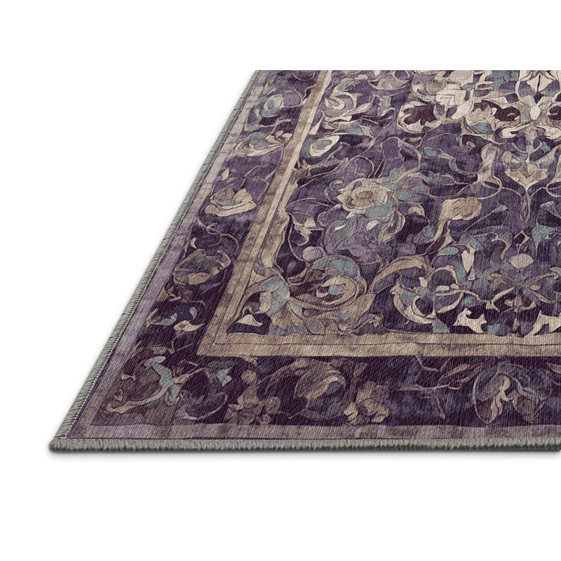 Machine Washable Gray Area Rug, Square 8'
