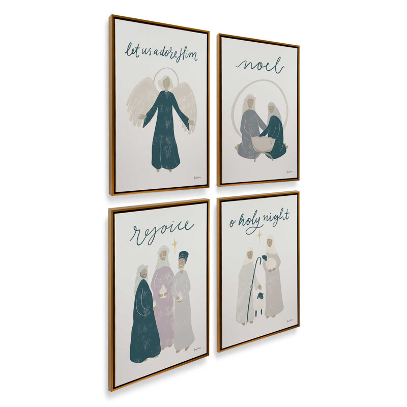Heaven's Glow, ensemble de 4 impressions sur toile, Or poli, Impression encadrée sans passe-partout, H 37 po x l 100 po