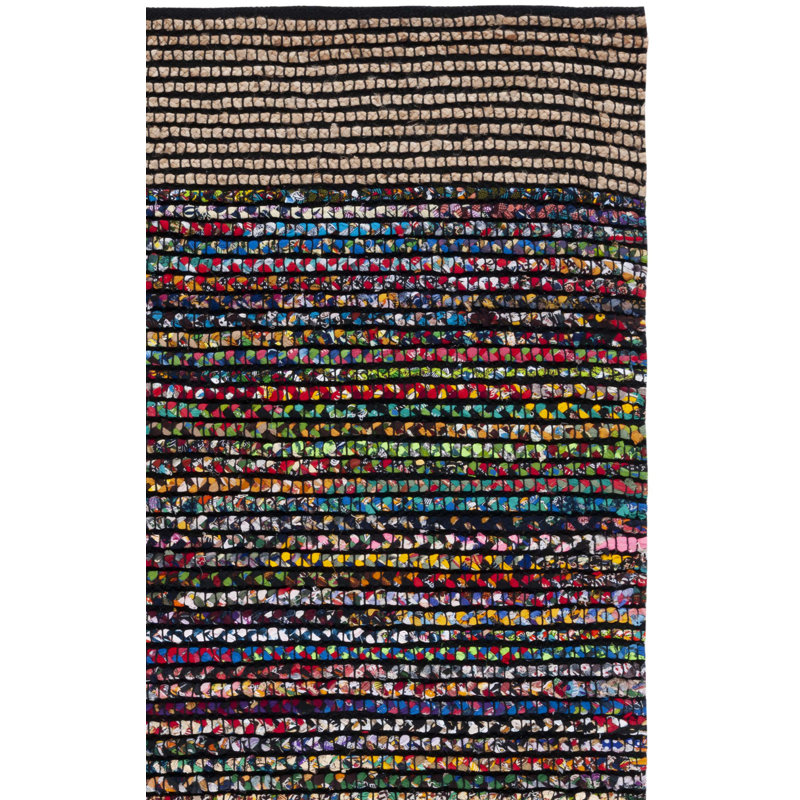 Palembang Hand Woven 0.6 Cotton 0.4 Jute Striped Rug, Rectangle 8' x 10'