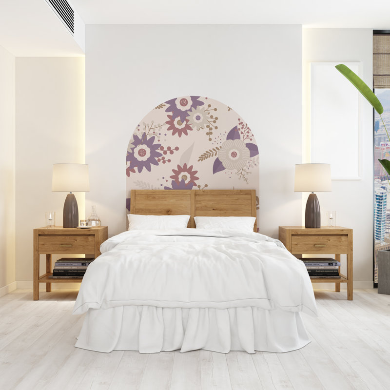 Décalcomanie murale Boho floral, autocollant d'arche de lit, décalque mural de haie, décalque mural arche, décor de porte Boho, vinyle mural arche, arche de lit très grand lit 167LU