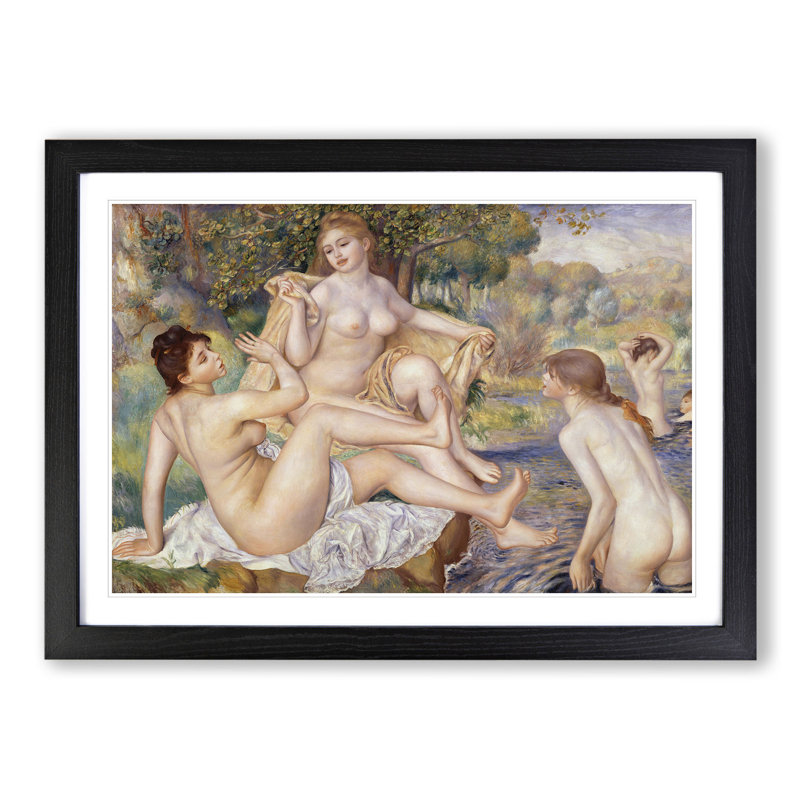 The Large Bathers by Pierre-Auguste Renoir - Picture Frame Painting, 27cm H x 36cm W x 2cm D, Black