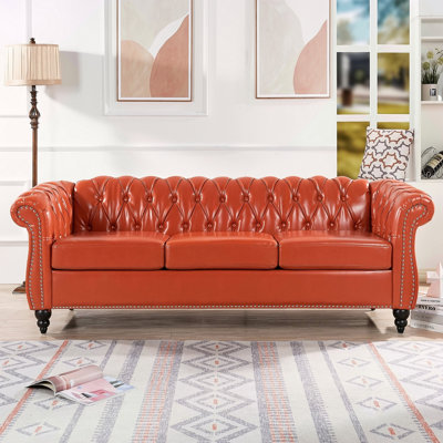 Canapé Chesterfield à accoudoirs roulés 3 places 84,65 po