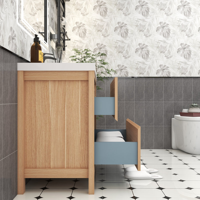 Cassopolis 41.5'' Single Bathroom Vanity with Acrylic Top, Light Oak