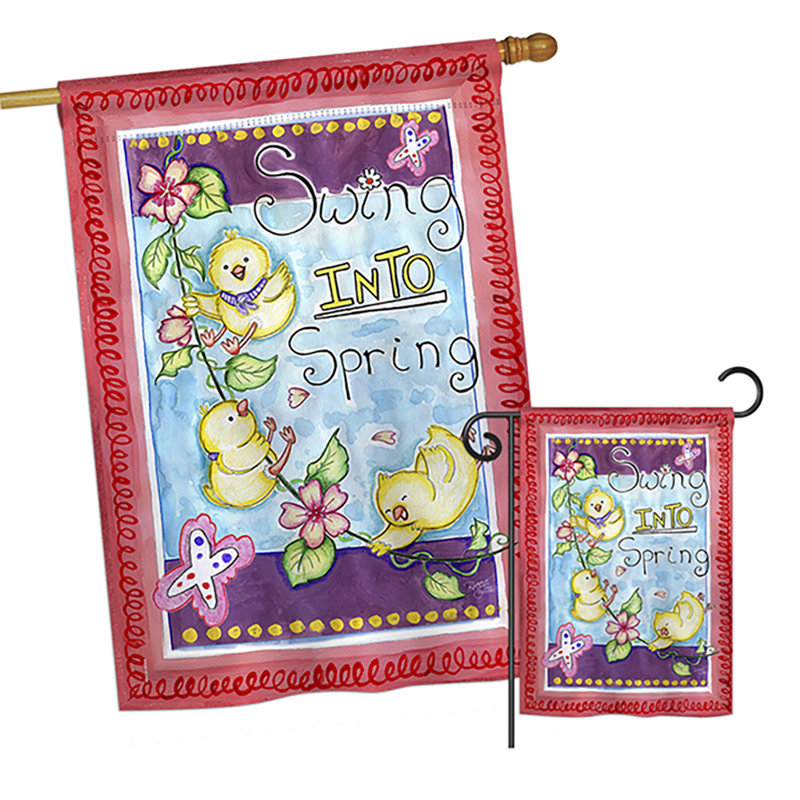 Faites une balançoire en polyester à 2 côtés 40 x 28 po friends of spring oiseaux drapeau de jardin