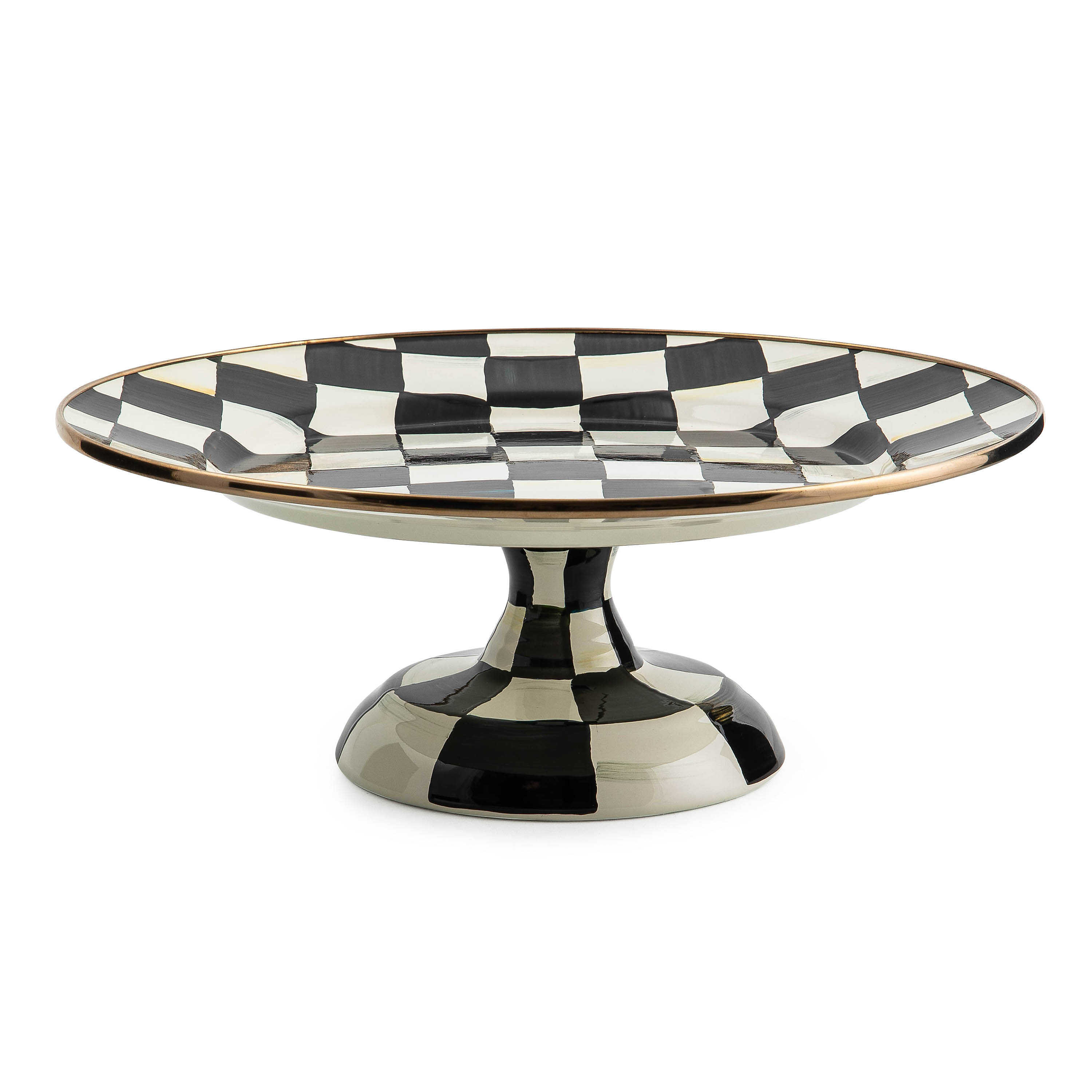 MacKenzie-Childs  Courtly Check Ceramic Fluted Cake Stand