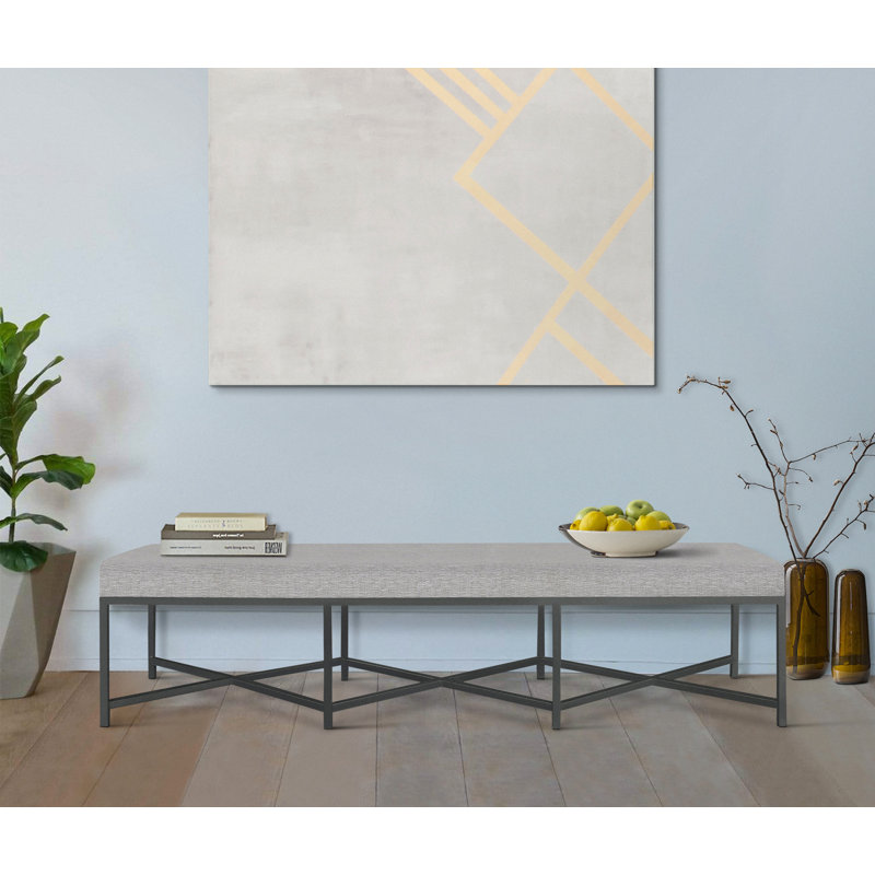 Parma Upholstered Bench, Gold Leaf/A La Mode Ivory Linen